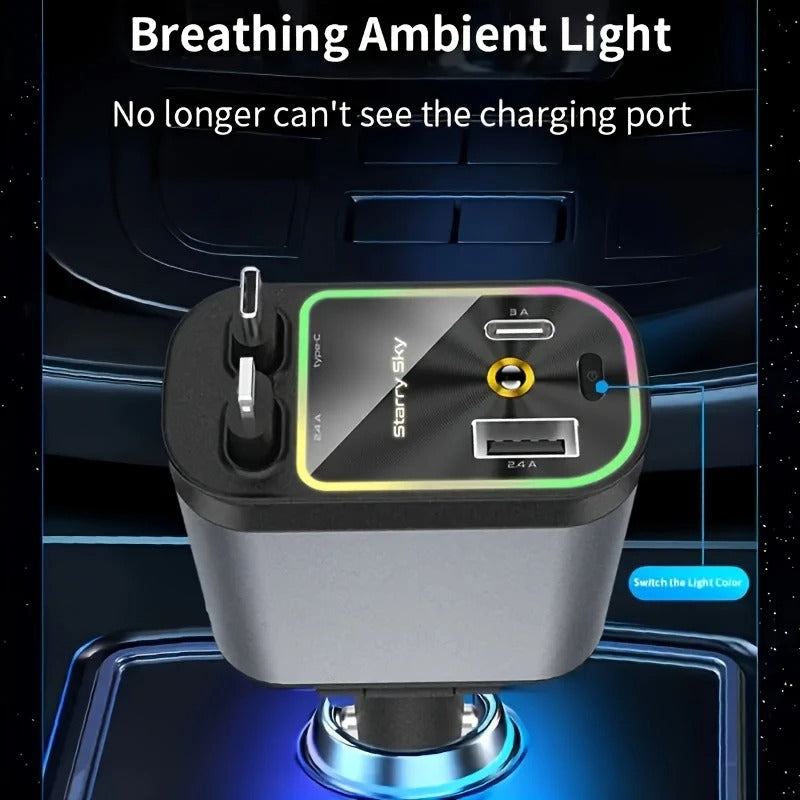 4-in-1 Retractable Car Charger