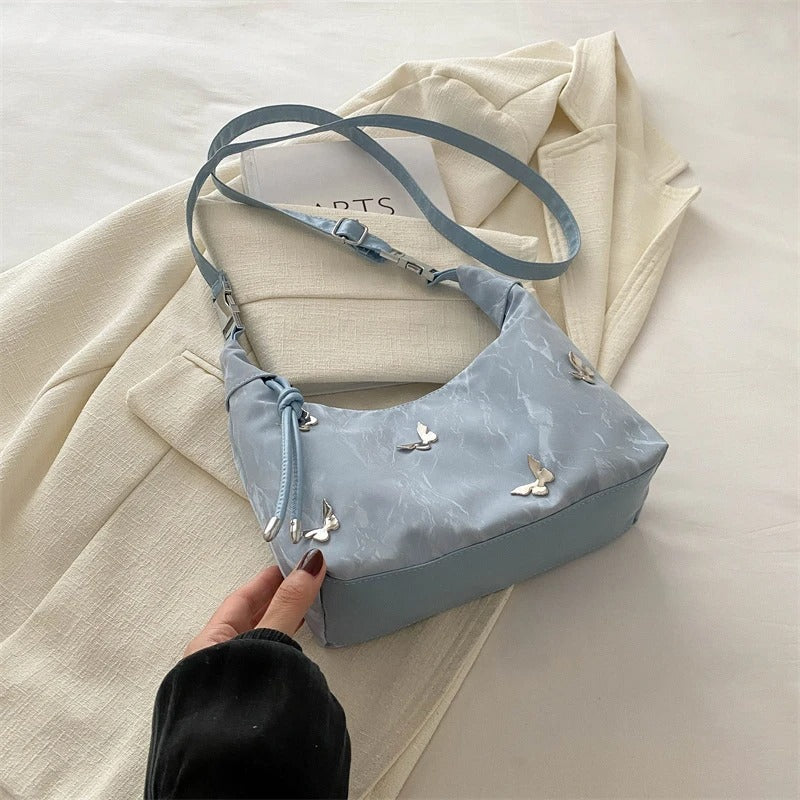 Butterfly-Embroidered Shoulder Bag ..