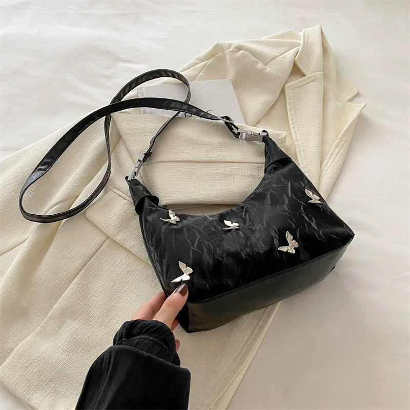 Butterfly-Embroidered Shoulder Bag ..