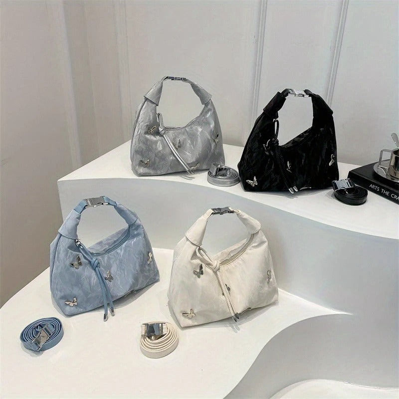 Butterfly-Embroidered Shoulder Bag ..