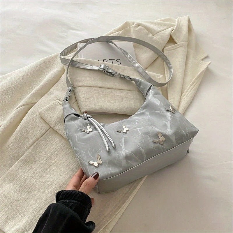 Butterfly-Embroidered Shoulder Bag ..