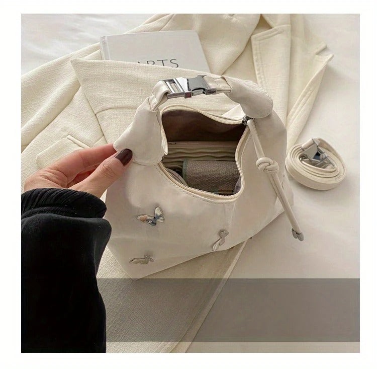 Butterfly-Embroidered Shoulder Bag ..