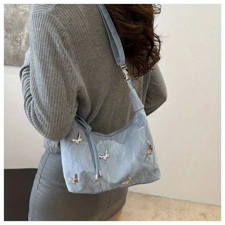 Butterfly-Embroidered Shoulder Bag ..