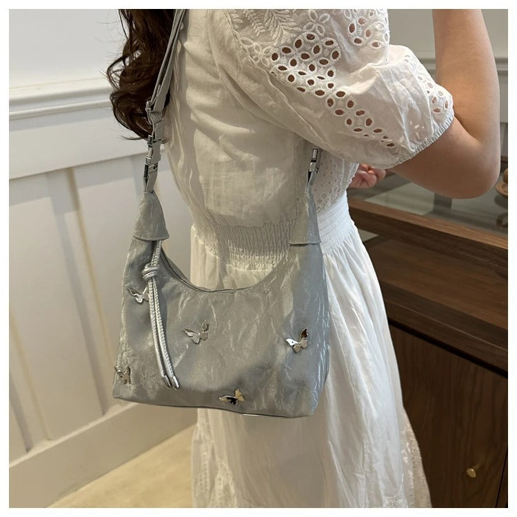 Butterfly-Embroidered Shoulder Bag ..