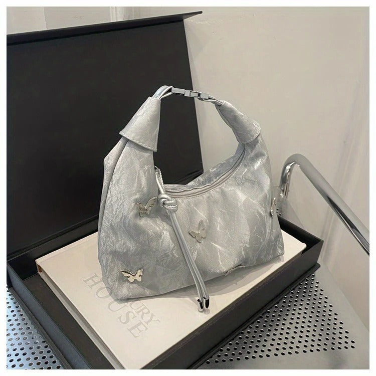 Butterfly-Embroidered Shoulder Bag ..