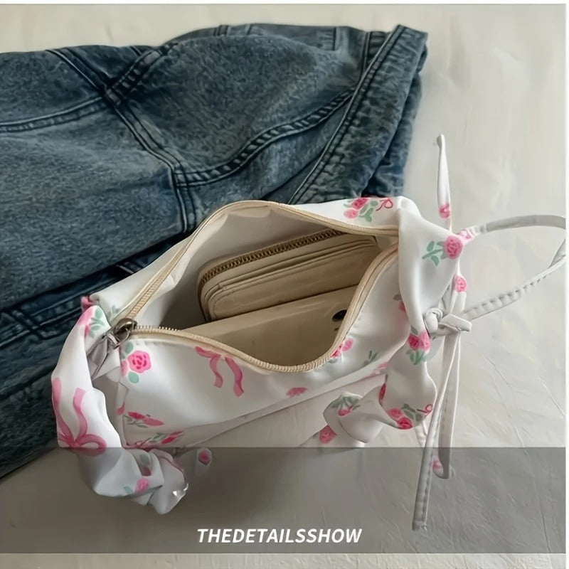 Floral Print Mini Shoulder Bag for Women,,