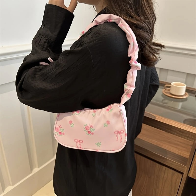 Floral Print Mini Shoulder Bag for Women,,