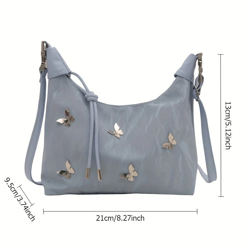 Butterfly-Embroidered Shoulder Bag ..